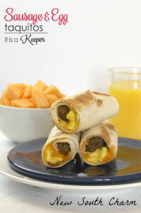 Sausage and Egg Taquitos - this easy make ahead breakfast recipe is great on the go