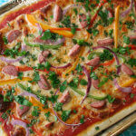 This Kielbasa and Pepper Pizza is a quick and easy recipe that is ready in under 30 minutes