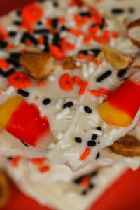 A stack of delicious halloween bark.
