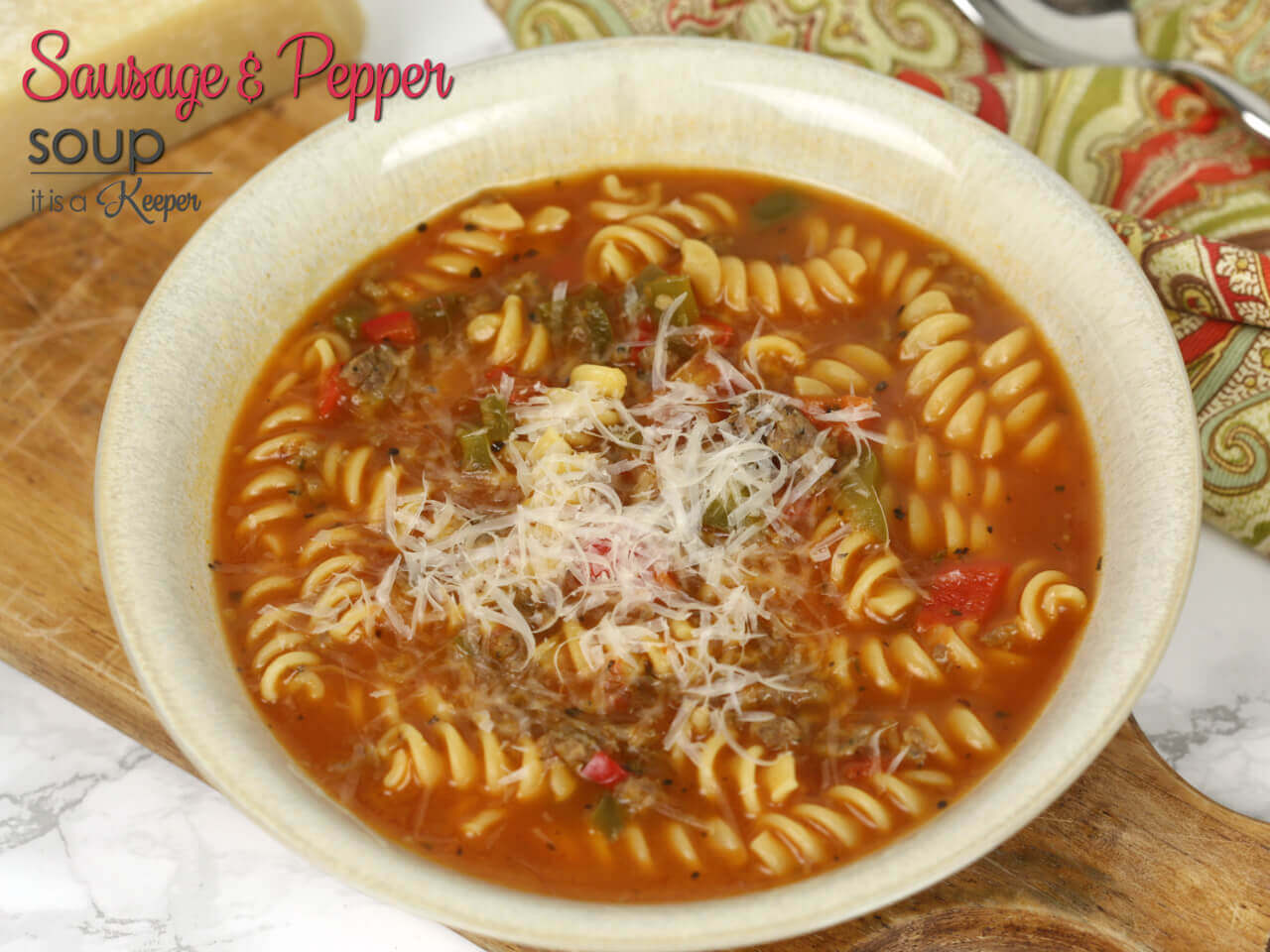 Sausage and Pepper Soup - the easy soup recipe is ready in under 30 minutes