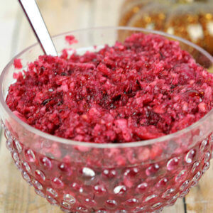 This Fresh Cranberry and Orange Relish is easy to make and always on our holiday table.  It’s the perfect balance of sweet and tart.