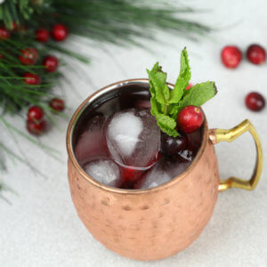 Holiday Mule Cocktail - this festive Moscow Mule has a cranberry twist and is crazy good