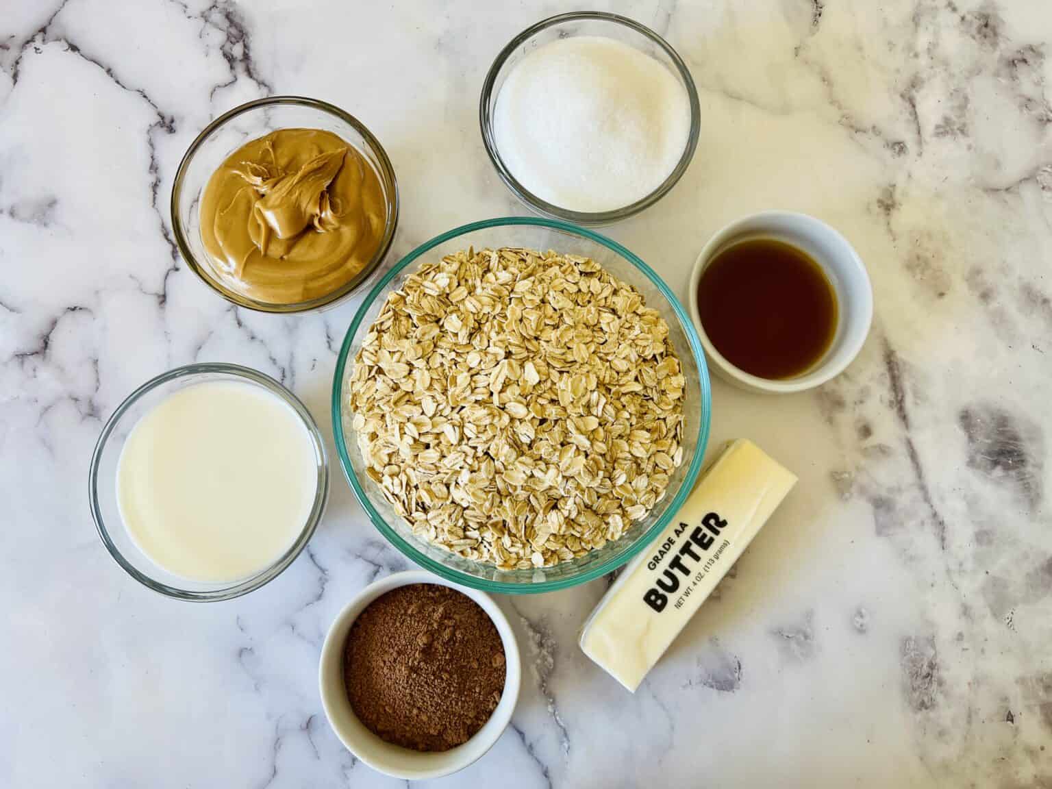 Oatmeal, butter and peanut butter.