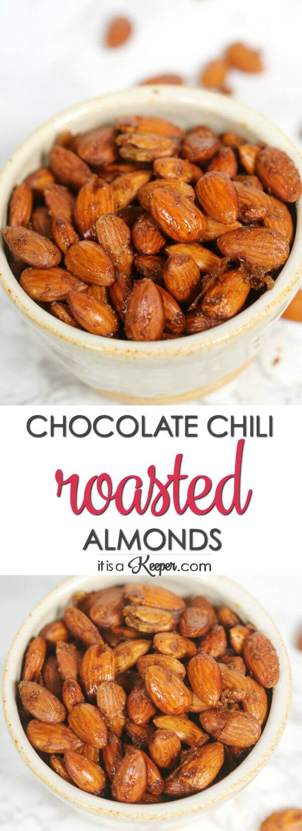 Chocolate Chili Roasted Almonds - this easy snack recipe is ready in less than 20 minutes