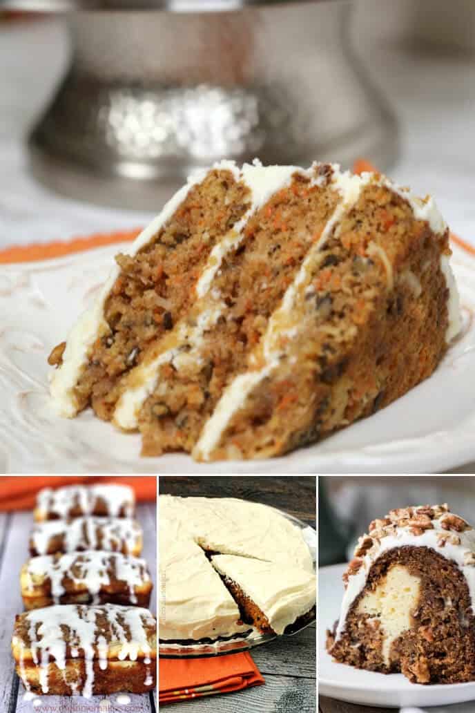 A collection of moist carrot cake with pineapple recipes