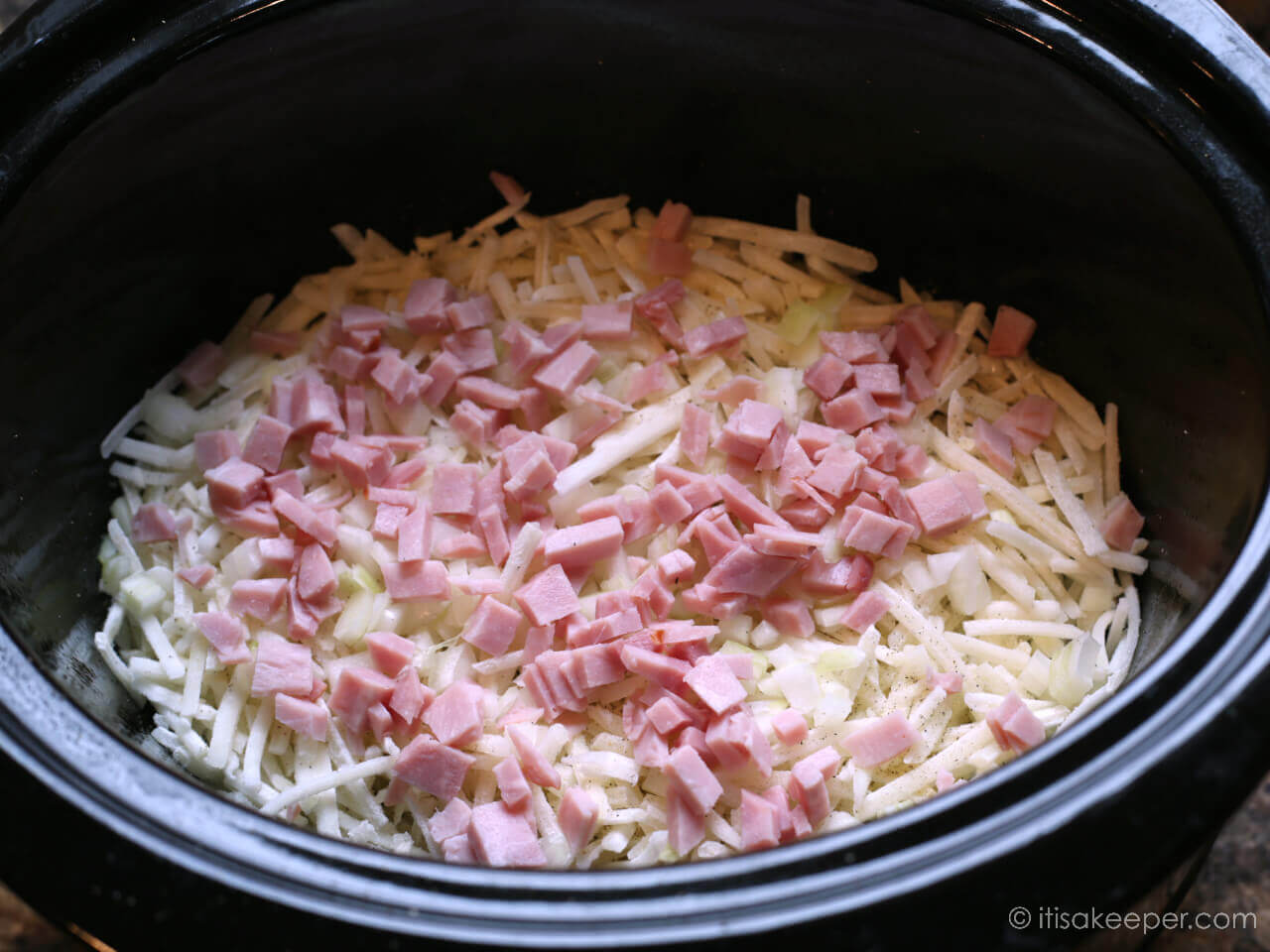 Hatfield Dinner Ham and cheese in a crock pot. 
