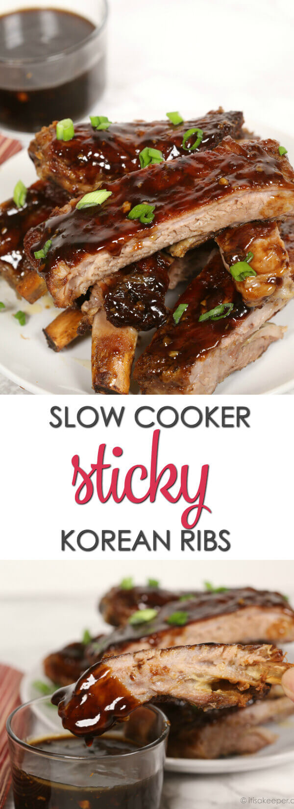 Slow Cooker Sticky Korean Ribs - these are so tender and flavorful. The sticky glaze in AMAZING! One of the best slow cooker recipes of all time