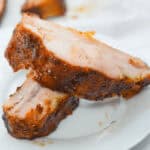 Slow Cooker beef ribs on a white plate.