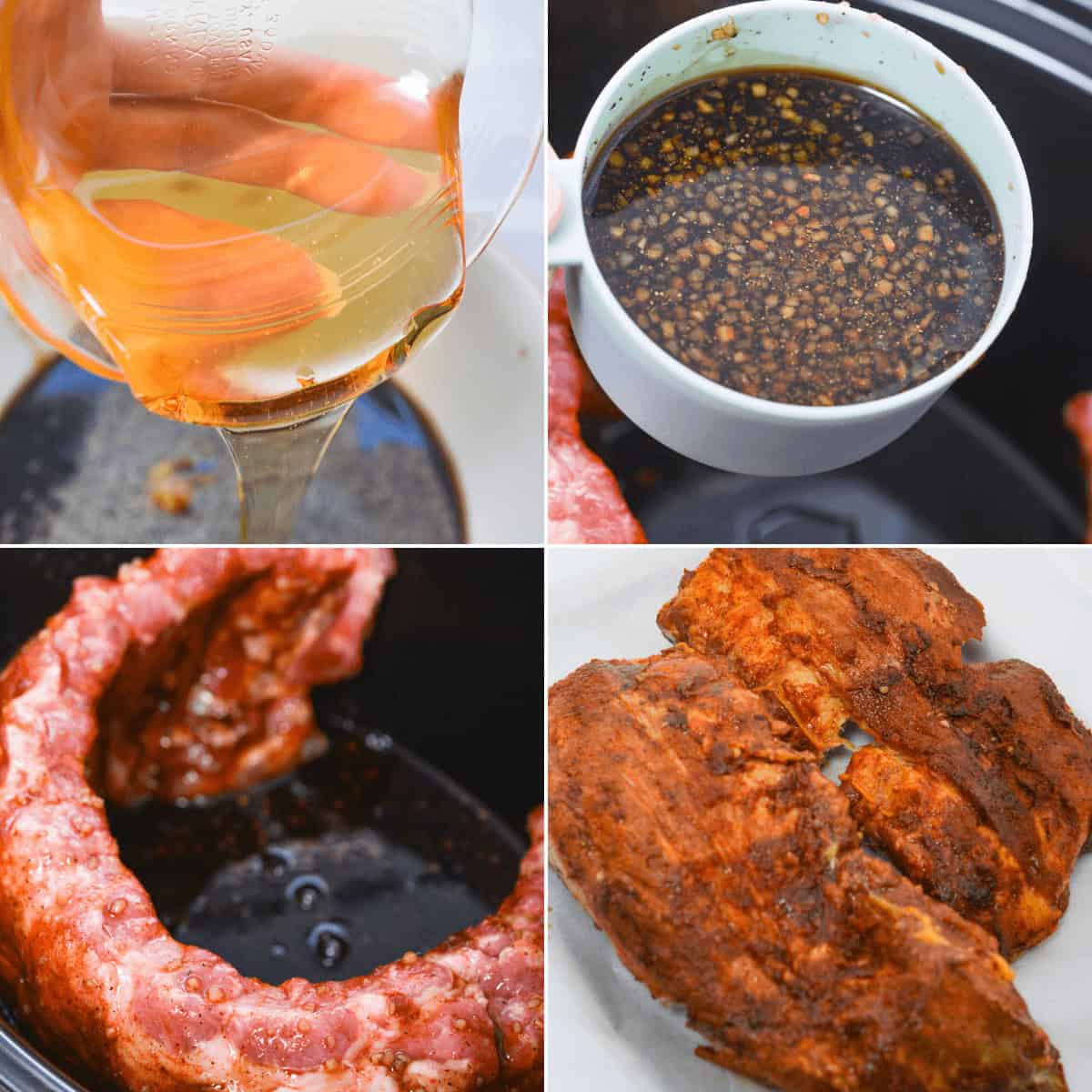 A series of photos showing how to cook chicken in a slow cooker.