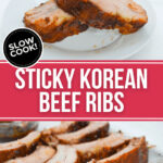 Slow cooker Korean beef ribs with a sticky glaze.
