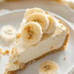 A slice of no bake banana cheesecake.