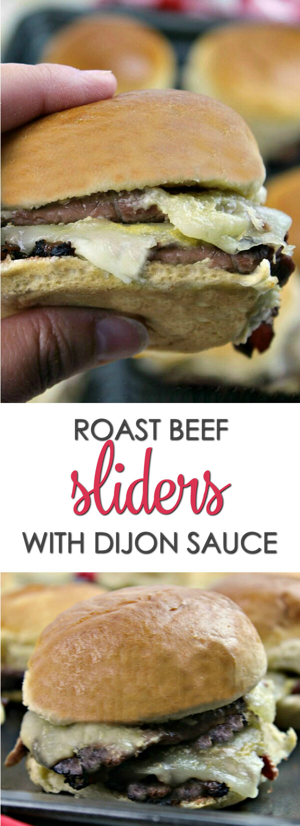 Roast Beef Sliders with Dijon Sauce - these easy roast beef cheese sliders are oozing with flavor 
