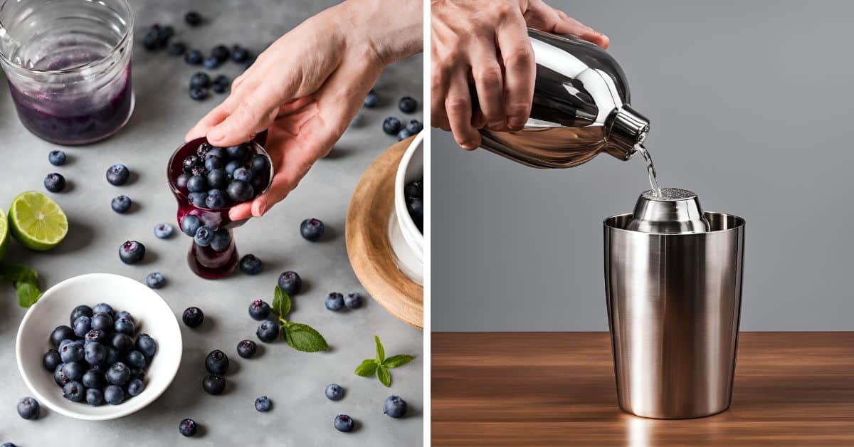 Making the cocktail in a shaker.