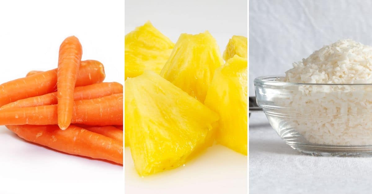 Carrots, pineapple and coconut.