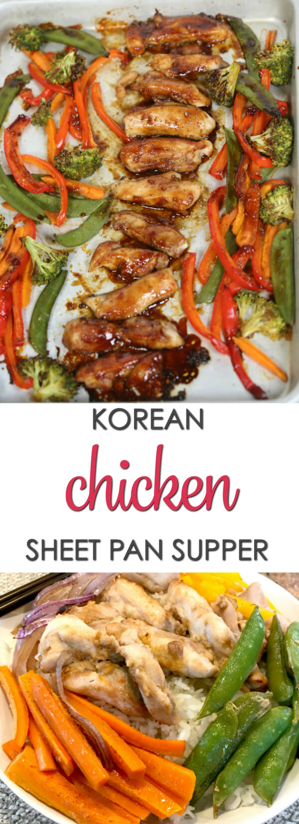 korean chicken and sheet pan chicken dish.
