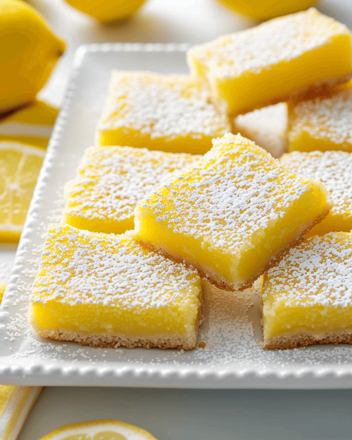 Delicious 2 Ingredient Lemon bars on a white plate.