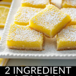 Here are the 2 ingredient lemon bars on a white plate.