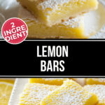 2 Ingredient Lemon Bars dusted with powdered sugar on a plate.
