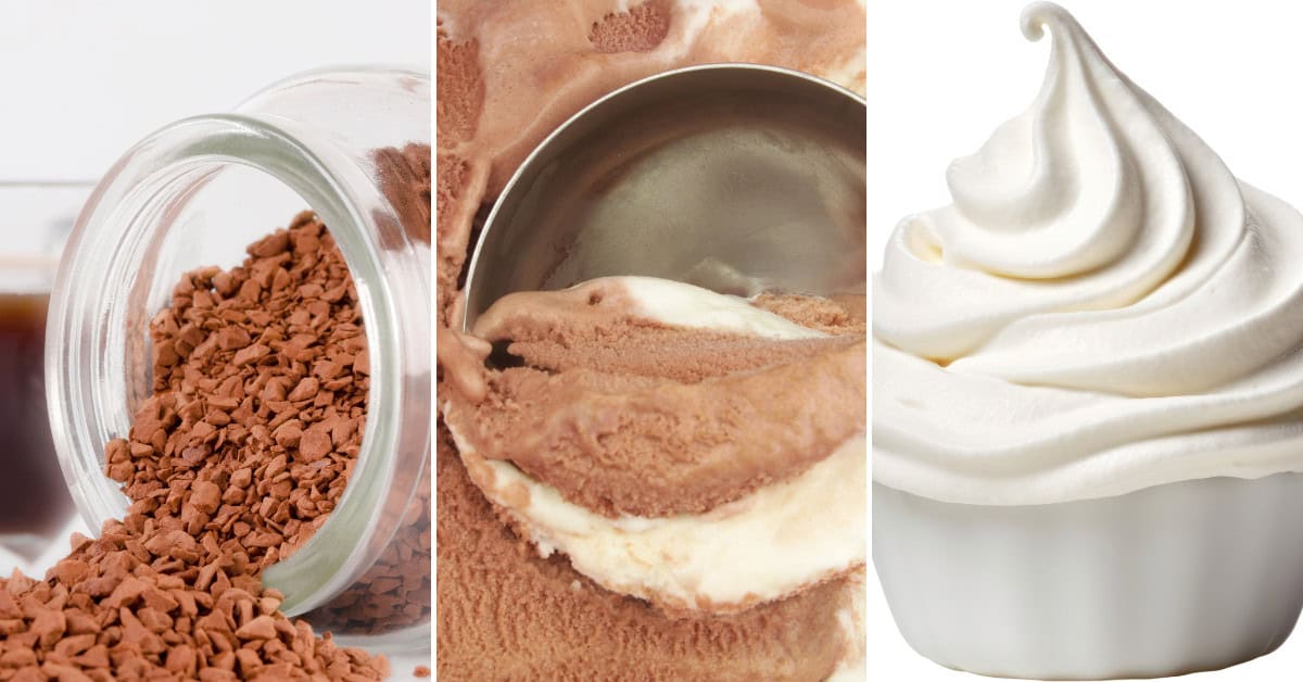 Coffee, ice cream and whipped cream.