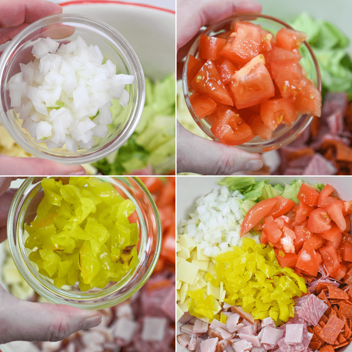 Assembling the vegetables.