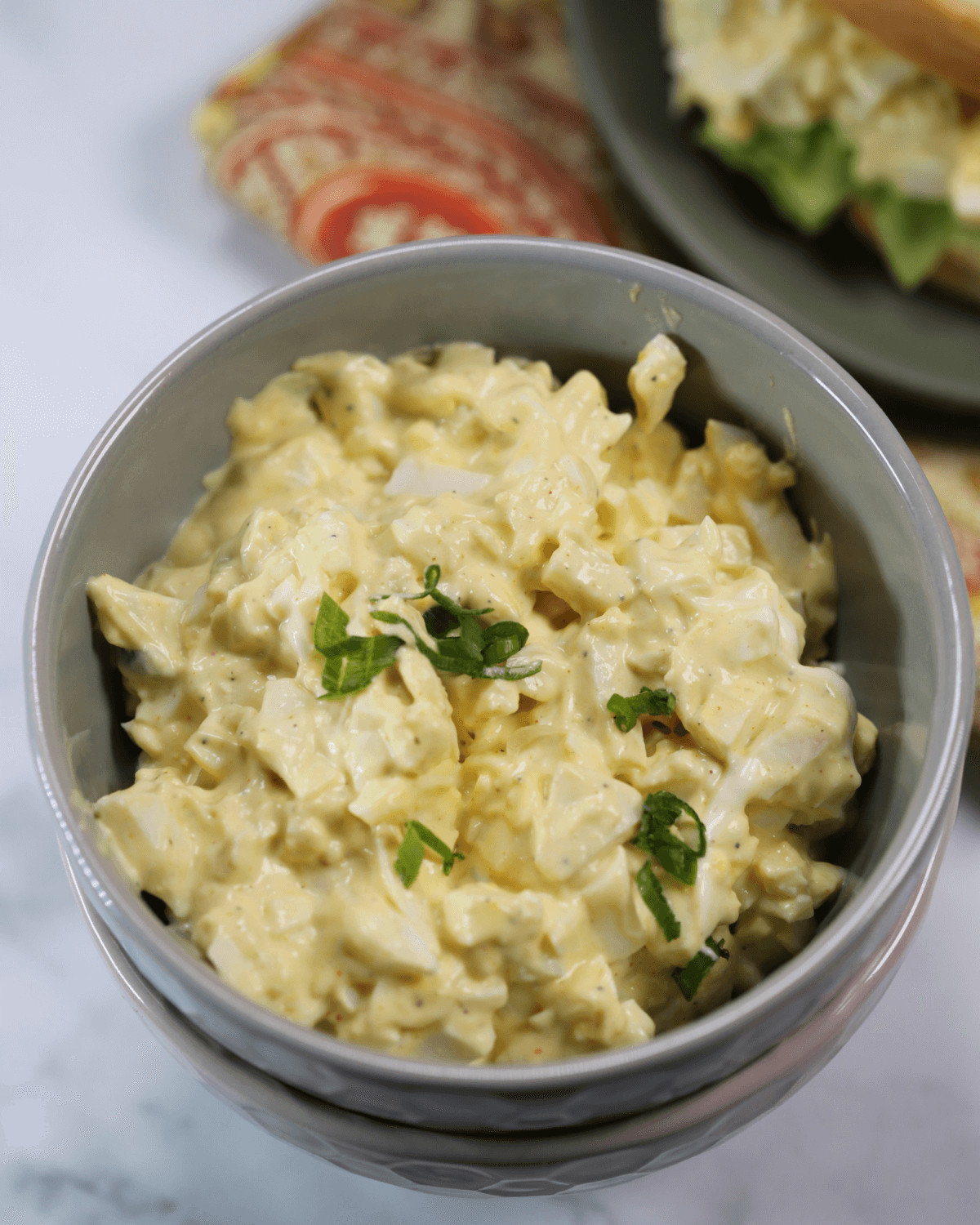 A close up on the southern egg salad.