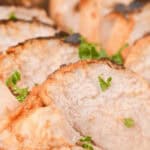 A plate of the grilled marinated pork loin.