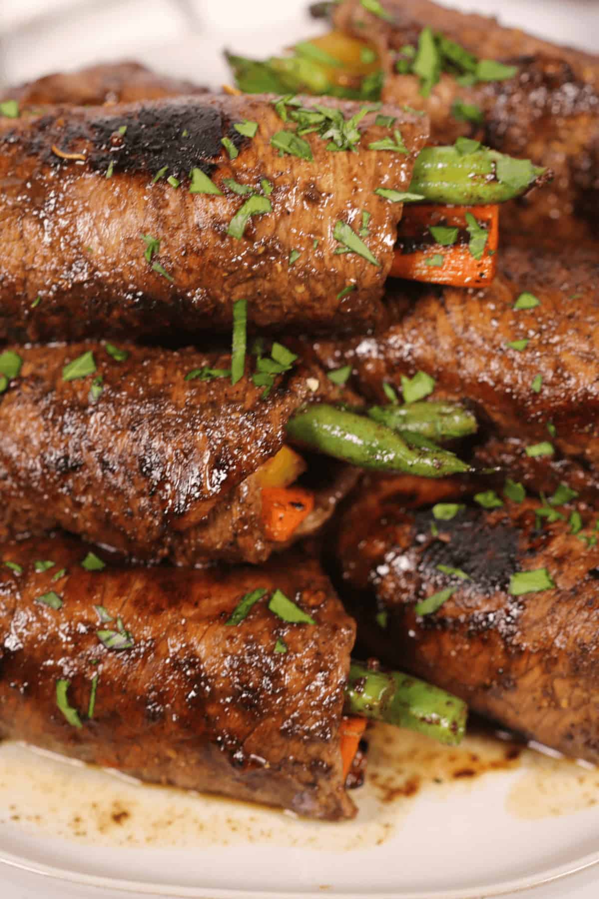 A side view of this beef dinner.