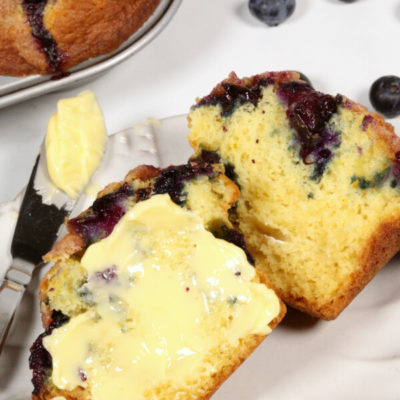 Best Blueberry Muffin on a white plate