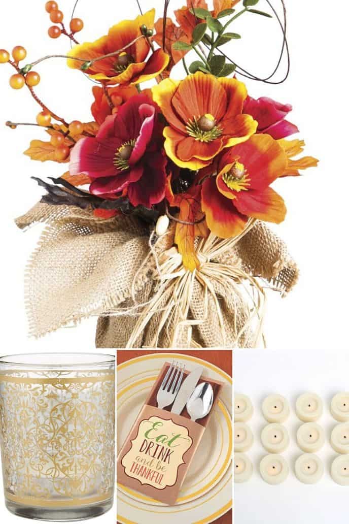 collection of Thanksgiving table setting items