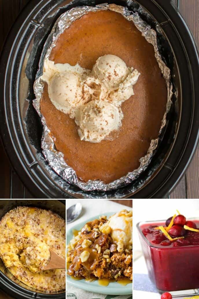 collection of Thanksgiving crockpot recipes for dessert