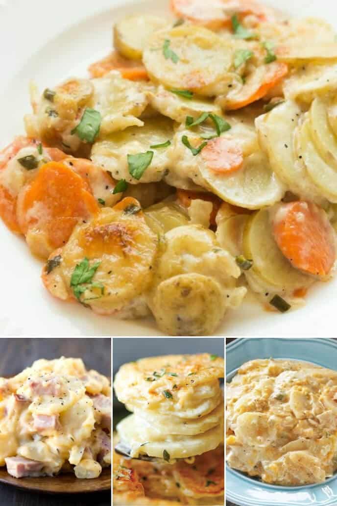A collection of crock pot scalloped potatoes