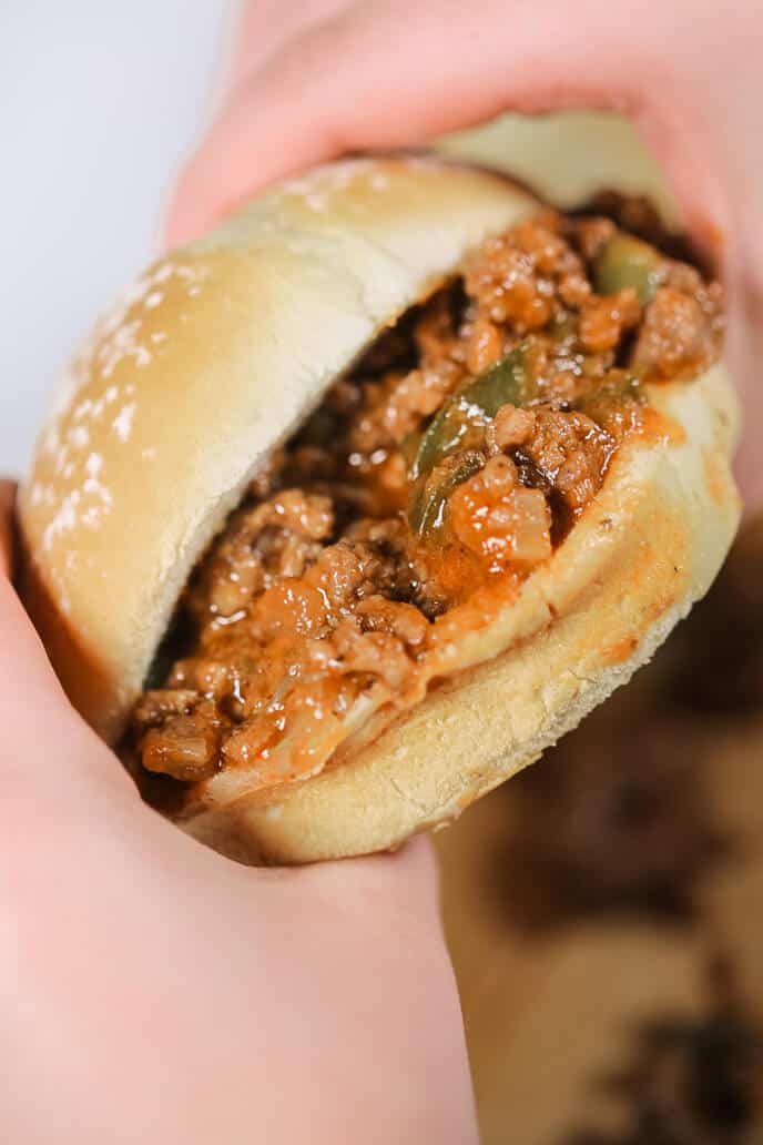 easy 30 minute sloppy joes in a hand