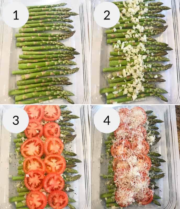 Step by step instructions for making parmesan asparagus