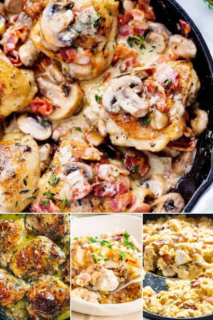 Collection of chicken and bacon pasta recipes