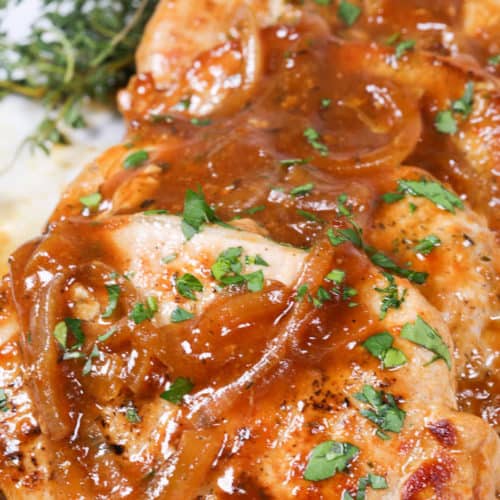 Pan Seared Pork Chops with Beer and Onions | It Is a Keeper