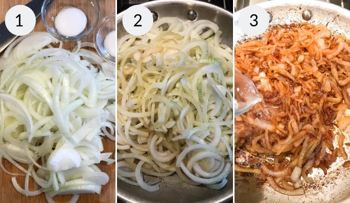 Step by step instructions for making caramelized onion dip