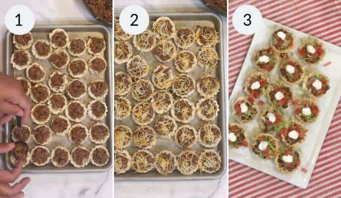 step by step instructions for making beef taco tarts
