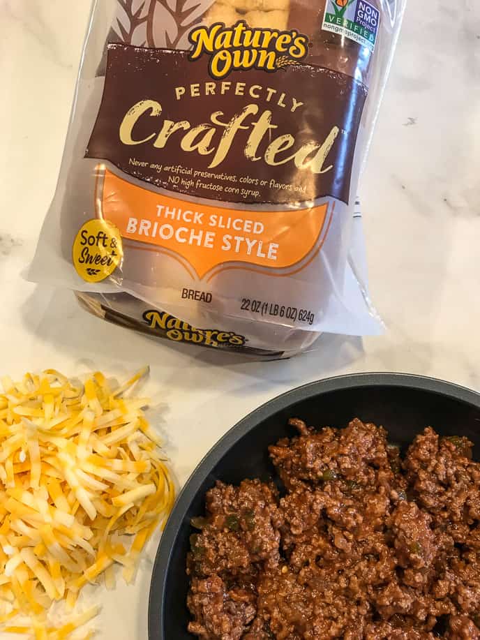 A package of bread and other ingredients to make the dish.