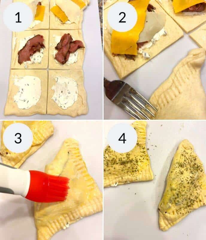 step by step instructions for making steak and cheese hand pies