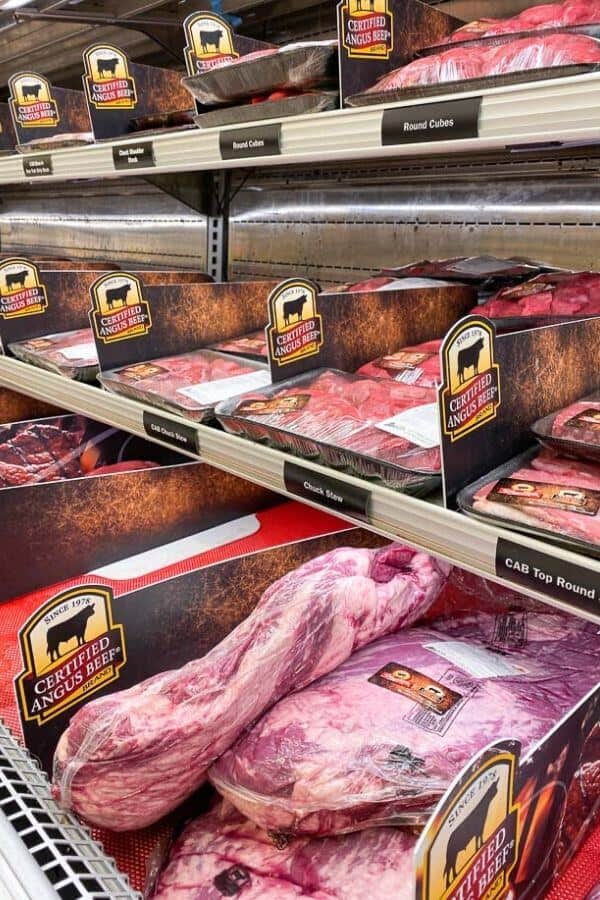 certified angus beef at meat counter