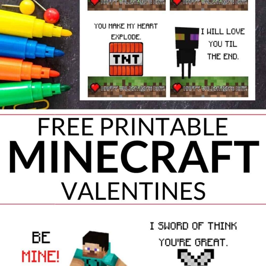 Minecraft Valentines Printables