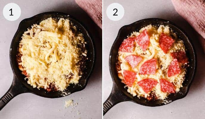 step by step instructions for making Pepperoni Pizza Dip