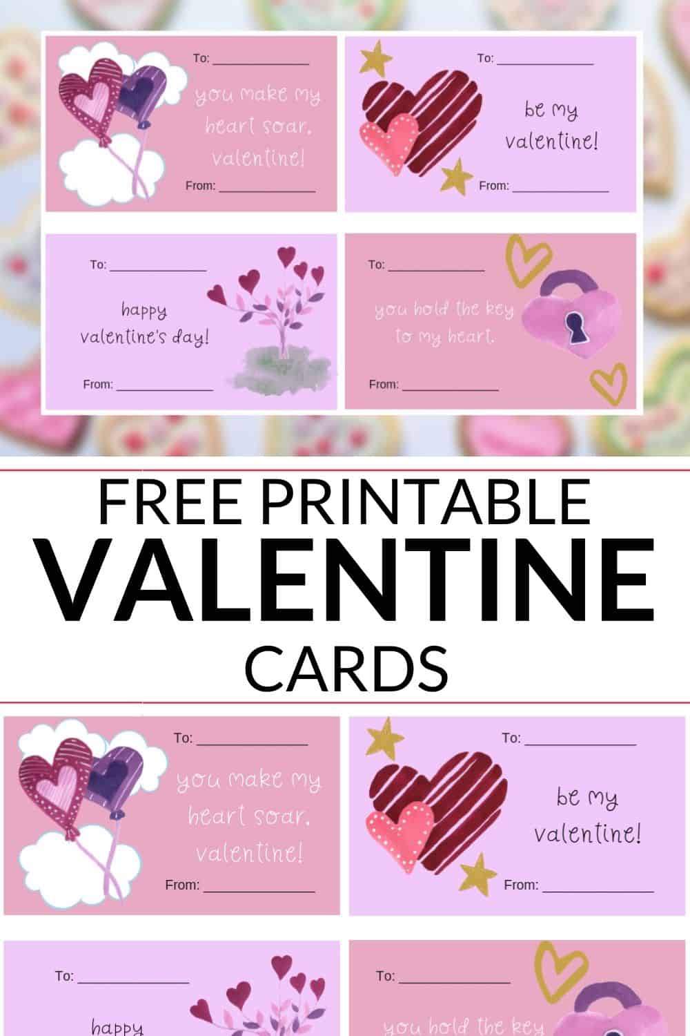 set of 4 printable valentine cards