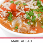 Prepare this make-ahead Unstuffed Pepper Soup for a convenient and delicious meal option.