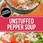 Delicious soup made with peppers and ground beef, creating a flavorful meal.