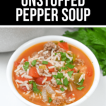 Unstuffed pepper soup in a bowl.