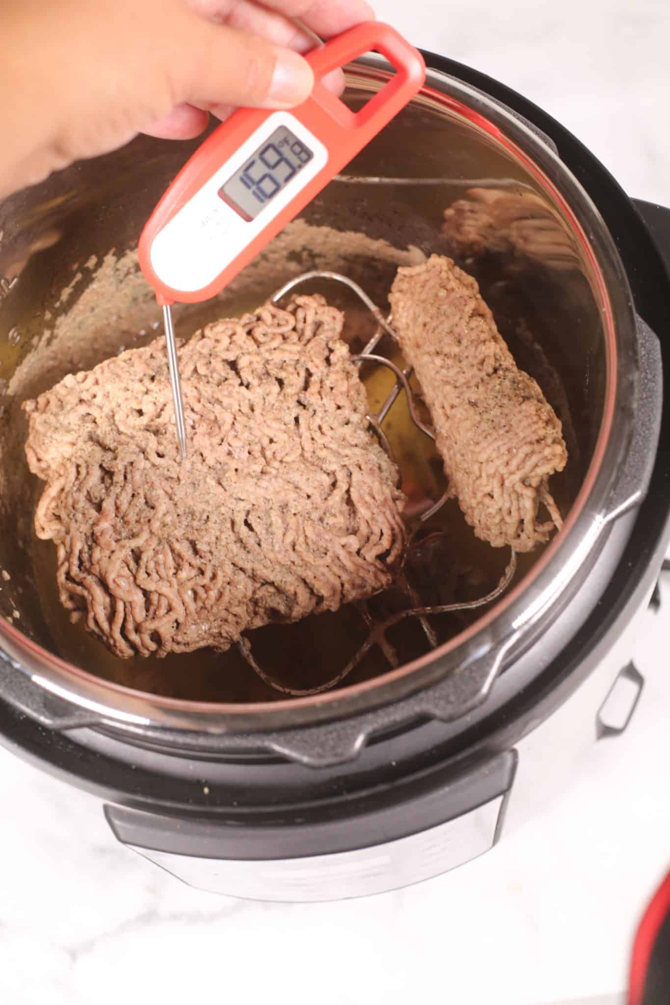 Beef being removed from Instant pot