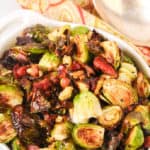 Crispy Brussel sprouts in a white bowl