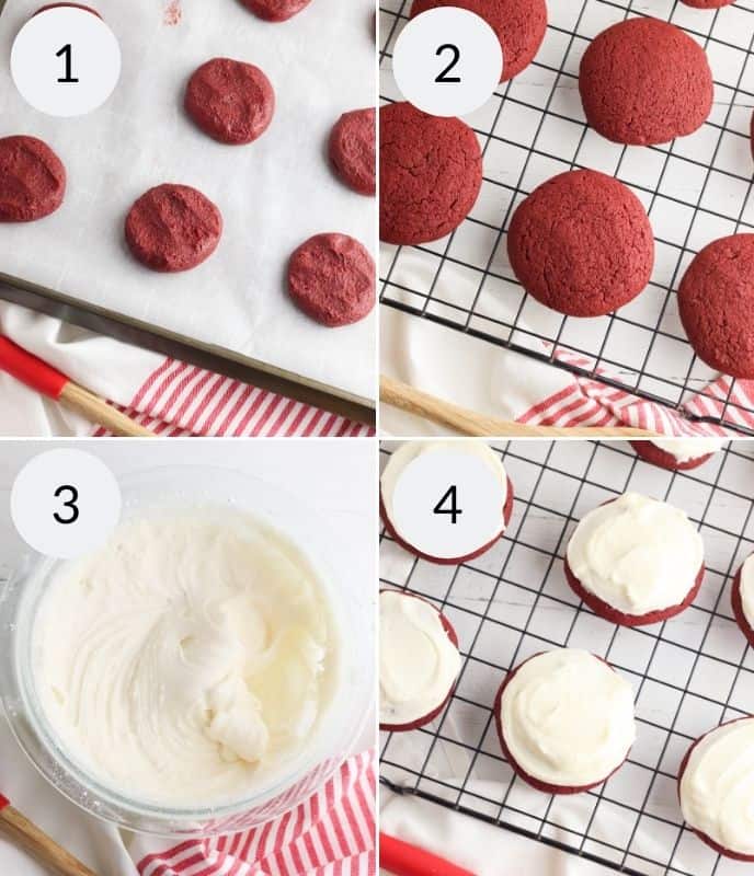Step by step instructions for red velvet cookies recipe