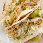 close up of the top of tilapia fish tacos